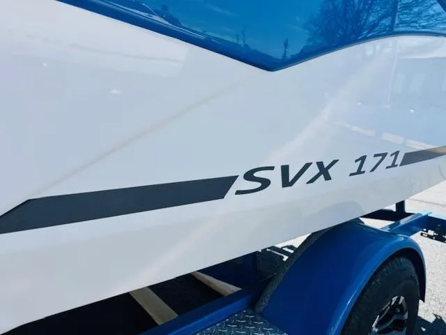 Slide: The Image of 2024 Starcraft SVX 171 boat side view with model branding. - 4