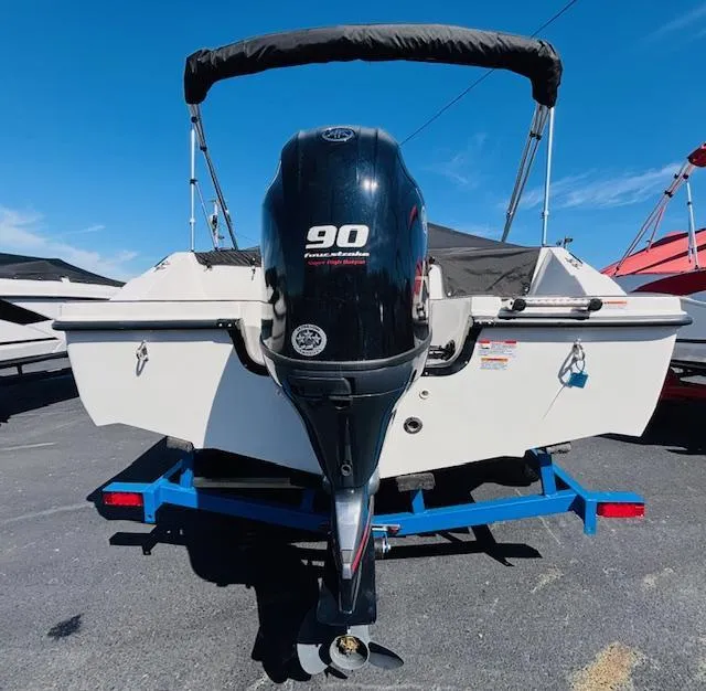 Slide: The Image of 2024 Starcraft SVX 171 boat with 90 HP engine on trailer. - 8