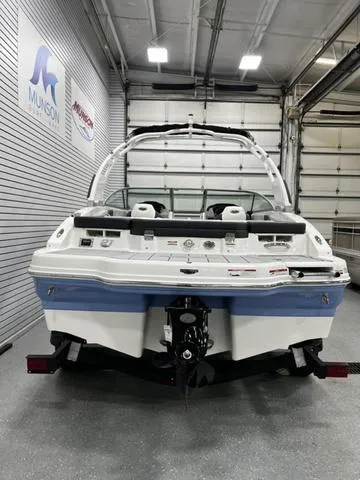 Slide: The Image of 2024 Chaparral 21 SSI Sport boat in showroom, rear view. - 5