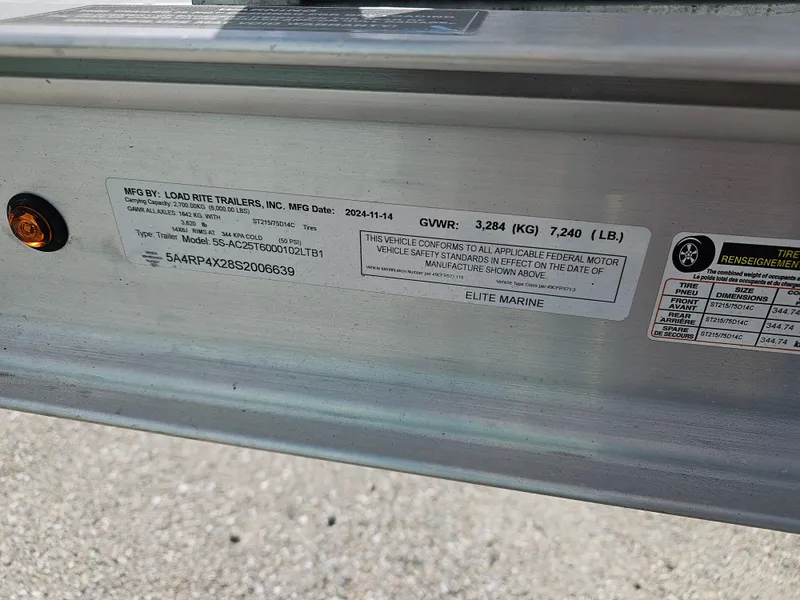 Slide: The Image of 2025 Savannah 2200 Offshore trailer label, Load Rite Trailers, GWR 3,284 kg, Elite Marine. - 22