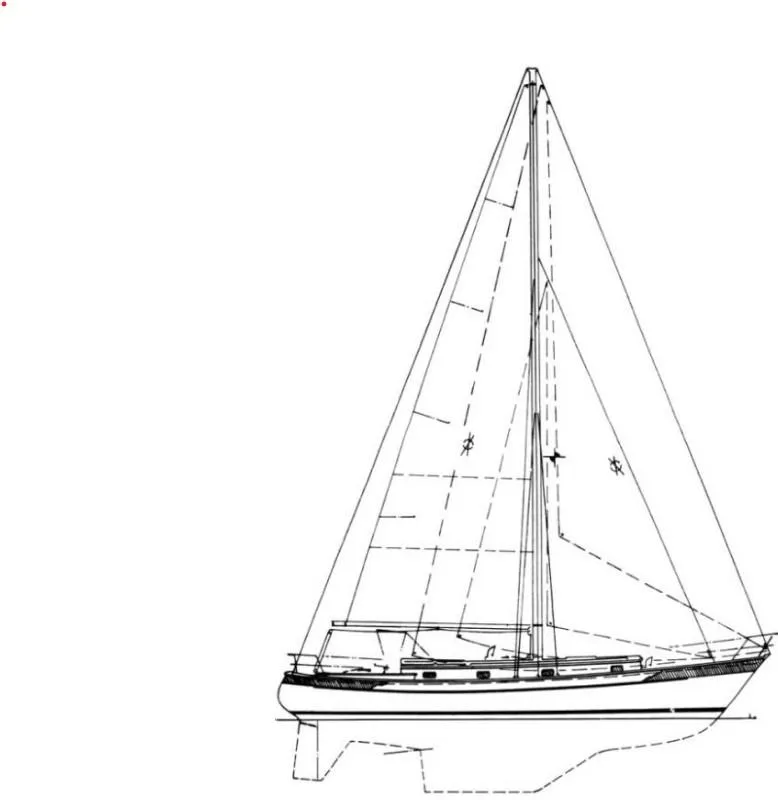 Slide: The Image of Line drawing of a 1992 Valiant 40 sailboat, showcasing its classic design. - 2