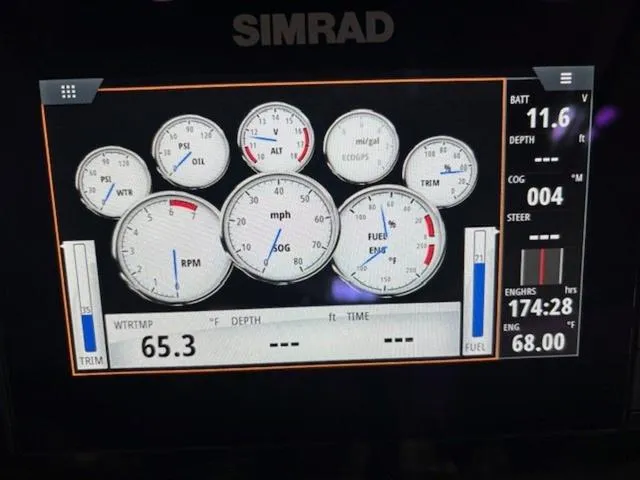 Slide: The Image of Dashboard of a 2019 Chaparral 277 SSX boat showing various gauges and readings. - 21