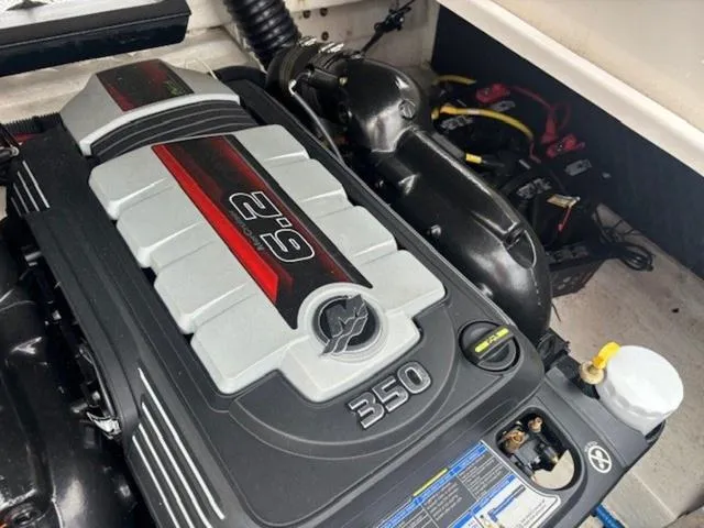 Slide: The Image of Engine compartment of 2019 Chaparral 277 SSX with 6.2L 350 horsepower engine. - 32