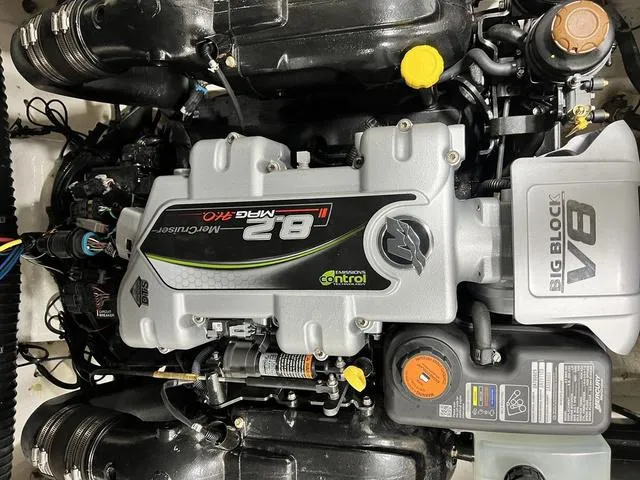 Slide: The Image of 2022 Chaparral 28 Surf boat engine, featuring a powerful MerCruiser 8.2L MAG V8. - 16