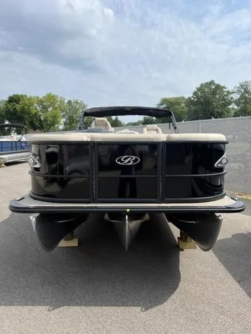 Slide: The Image of 2024 Bentley Pontoons Elite 223 Admiral 3/4 Tube, black exterior, parked outdoors. - 3