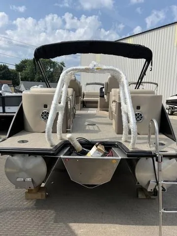 Slide: The Image of 2024 Bentley Pontoons Elite 223 Admiral 3/4 Tube, rear view, docked, sunny day. - 8