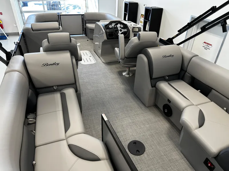 Slide: The Image of 2025 Bentley Pontoons 223 NAVIGATOR interior with luxurious seating and modern design. - 4