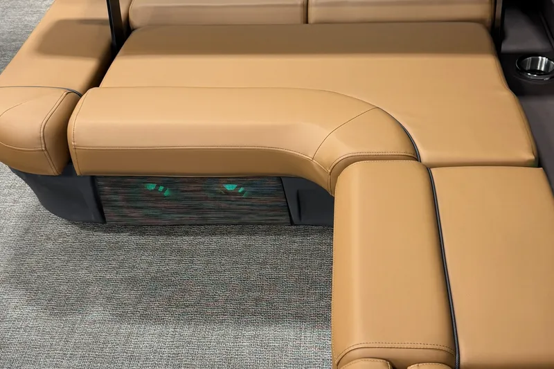 Slide: The Image of Luxurious tan seating on 2025 Bennington M Swingback 24 MSB boat. - 26