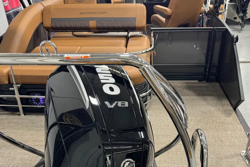 Slide: The Image of 2025 Bennington M Swingback 24 MSB boat interior with powerful engine and luxurious seating. - 34