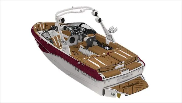 Slide: The Image of 2024 Malibu 22 LSV boat with sleek design and luxurious interior. - 22