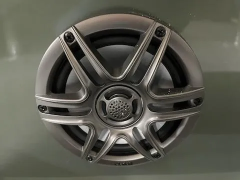 Slide: The Image of 2025 Godfrey 2286SFLX speaker with sleek metallic design and intricate detailing. - 7