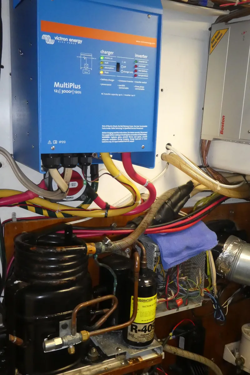 Slide: The Image of Electrical system setup in a 1990 Celestial 48 Center Cockpit yacht. - 35