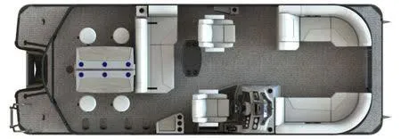 Slide: The Image of Top view of 2025 SunChaser Eclipse 23 SBX DH pontoon boat layout. - 10