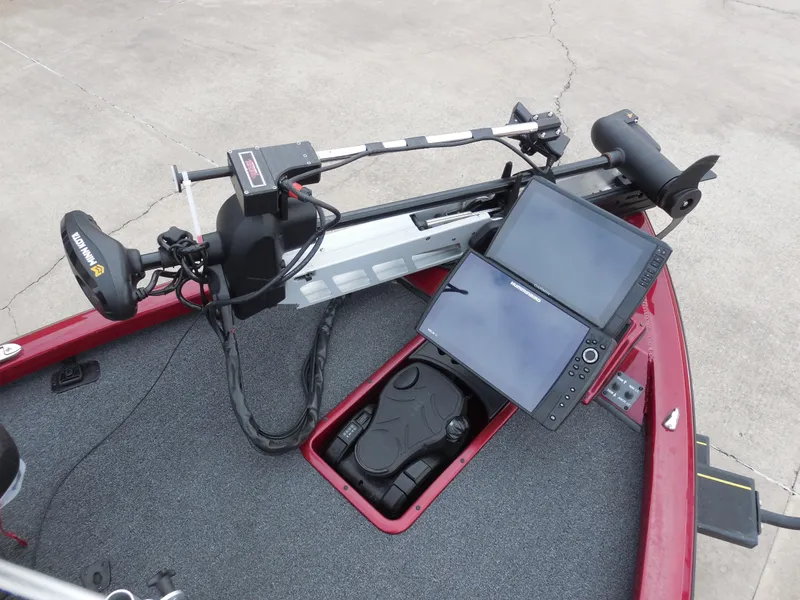 Slide: The Image of 2023 Vexus AVX1980 boat with advanced navigation equipment and trolling motor. - 9