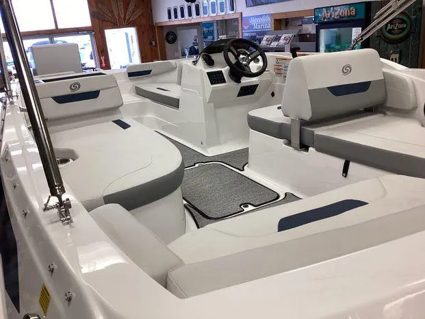 Slide: The Image of 2024 Hurricane SS-185 OB boat on trailer in showroom. - 4