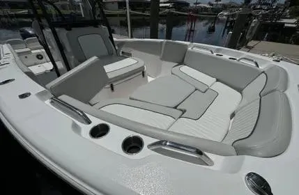 Slide: The Image of 2023 Sea Fox 268 Commander boat interior with spacious seating and modern design. - 29