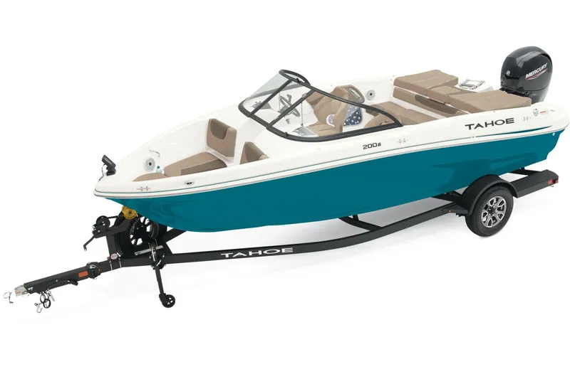 Slide: The Image of 2025 Tahoe 200 S boat interior with black and white seating, showcasing modern design. - 3