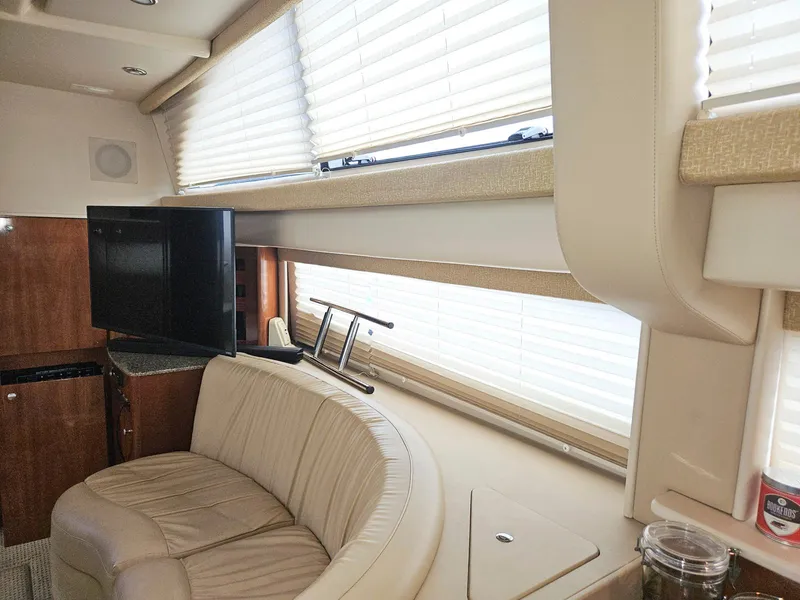 Slide: The Image of Interior of 2005 Meridian 368 Motoryacht with leather seating and flat-screen TV. - 13