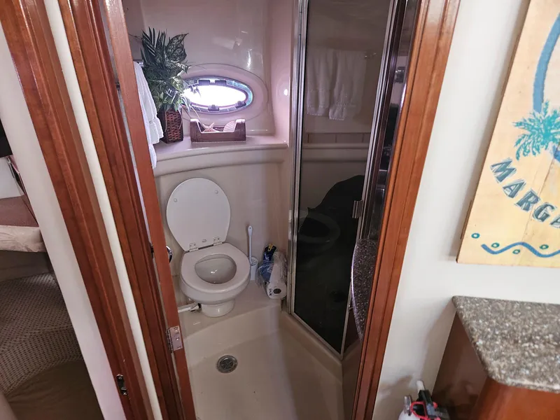 Slide: The Image of Bathroom interior of 2005 Meridian 368 Motoryacht with shower and toilet. - 20