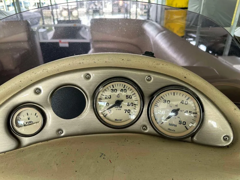 Slide: The Image of Dashboard of 2013 G3 SunCatcher V322 RC boat with speedometer and fuel gauge. - 5