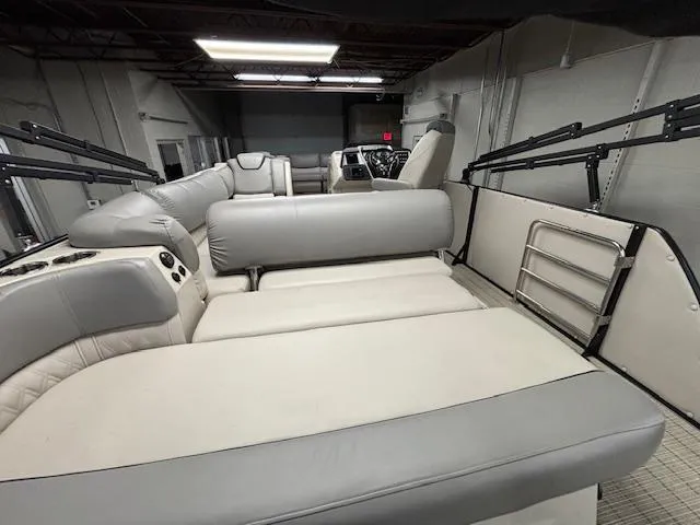 Slide: The Image of 2019 Harris Grand Mariner 250 interior with spacious seating and modern design. - 25