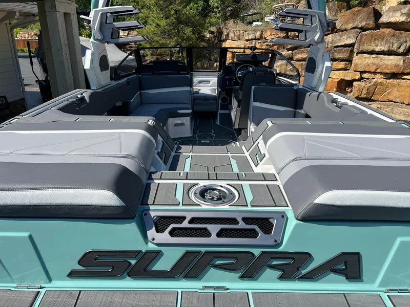 Slide: The Image of 2024 Supra SL boat interior with spacious seating and modern design. - 11