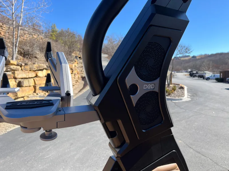 Slide: The Image of Close-up of 2025 Supra SE boat tower speaker system in outdoor setting. - 14