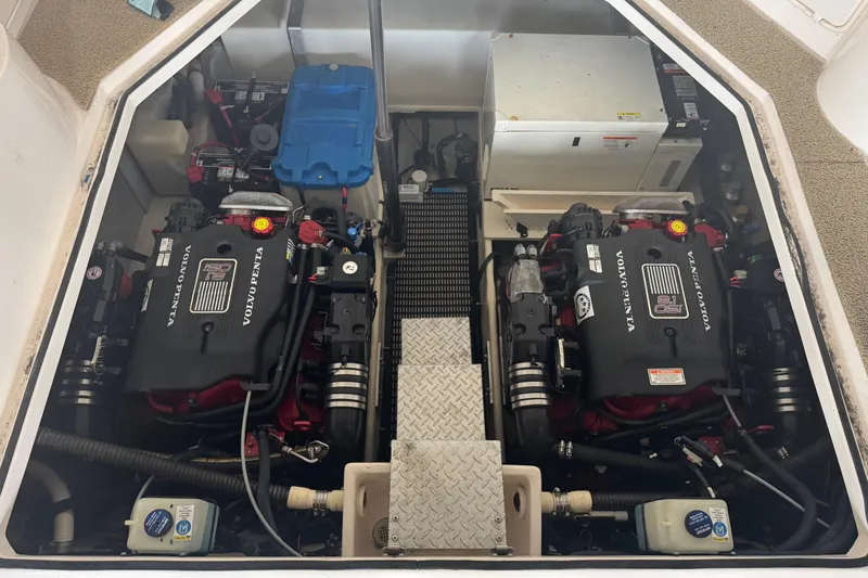 Slide: The Image of Engine compartment of 2005 Regal 3560 Commodore with dual Volvo Penta engines. - 23
