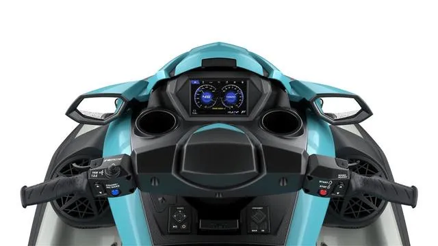 Slide: The Image of 2025 Yamaha Waverunner FX Cruiser HO dashboard with digital display and controls. - 13