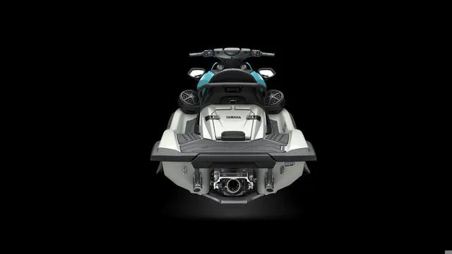 Slide: The Image of 2025 Yamaha Waverunner FX Cruiser HO, rear view, sleek design on black background. - 3