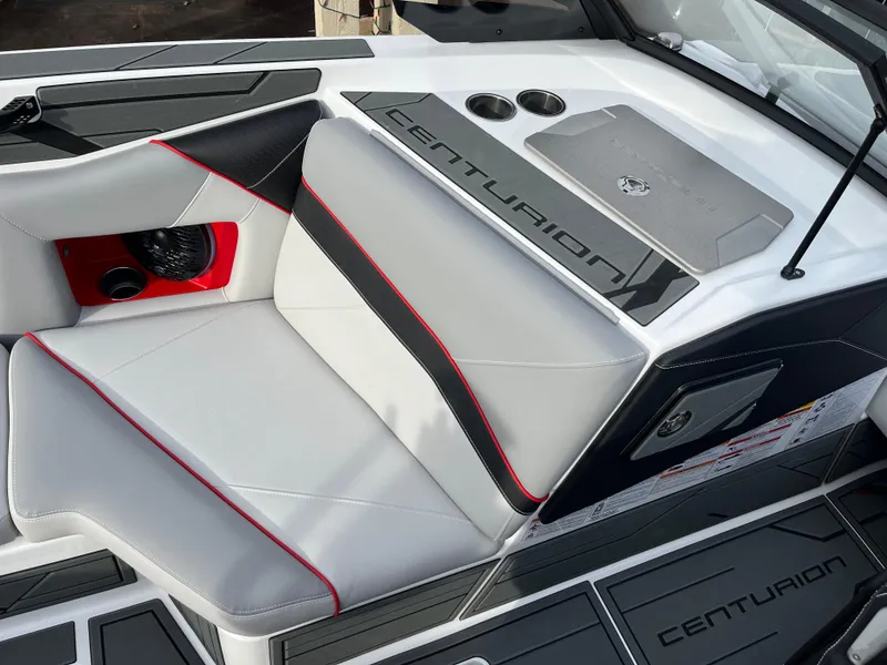 Slide: The Image of Interior of 2025 Centurion NV233 boat with sleek seating and modern design. - 20