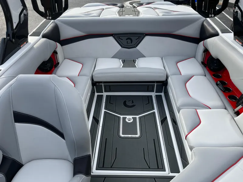 Slide: The Image of Luxurious interior of 2025 Centurion NV233 boat with sleek seating and modern design. - 23