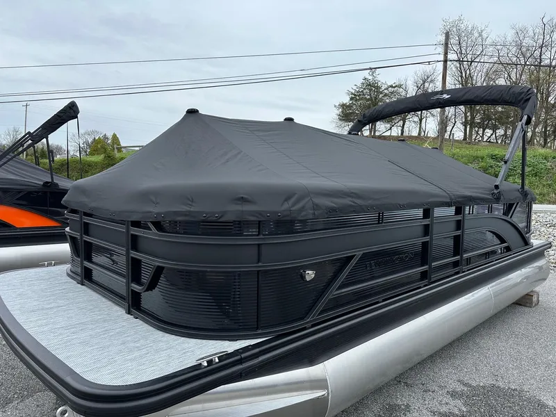 Slide: The Image of 2025 Bennington 22 SSR Quad Bench Tritoon with Yamaha F-150HP, covered and in stock. - 39