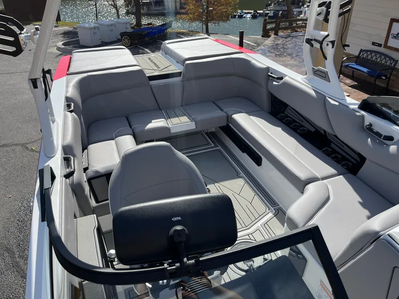 Slide: The Image of 2025 Moomba Max boat interior with spacious seating and modern design. - 20