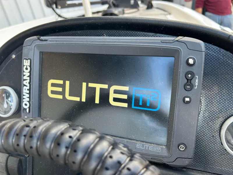 Slide: The Image of Lowrance Elite Ti2 fishfinder on 1998 Skeeter 176 SL C boat dashboard. - 29