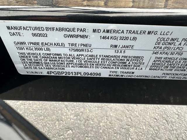 Slide: The Image of 2024 Starcraft LX 20 F trailer label showing specifications and compliance details. - 22