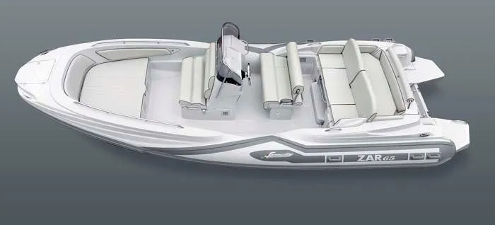Slide: The Image of 2025 Zar Formenti 65 Suite boat, sleek design, spacious seating, modern features. - 15