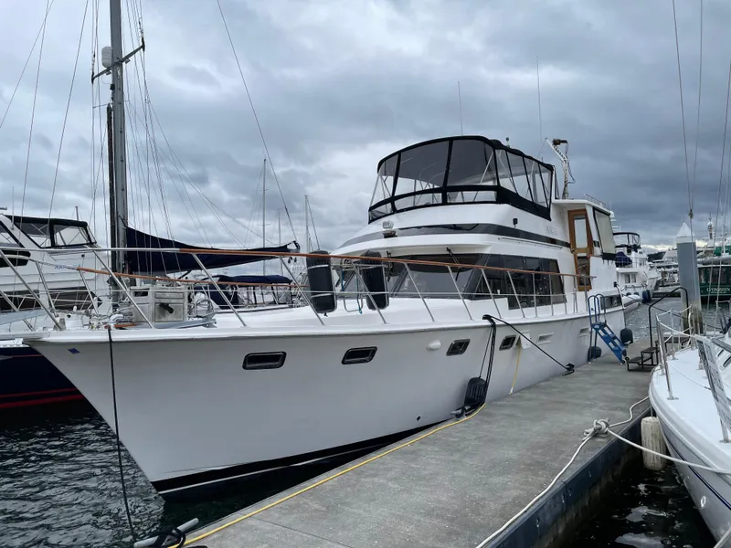 Slide: The Image of 1987 Lien Hwa 47' Mark III Sundeck Aft Cabin Motor Yacht docked at marina. - 3