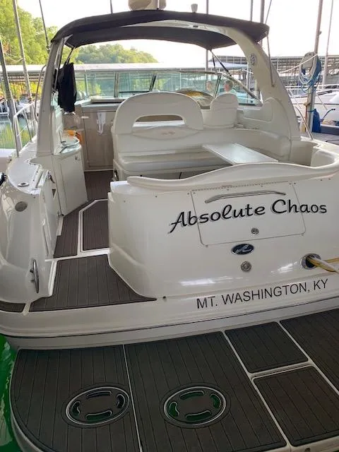 Slide: The Image of Sea Ray 410 Sundancer 2001 yacht named "Absolute Chaos" docked in Mt. Washington, KY. - 20