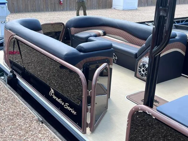 Slide: The Image of 2025 Aloha 30' Paradise Sundeck with luxurious seating and sleek design. - 33