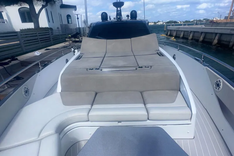 Slide: The Image of 2021 Azimut Verve 47 yacht with spacious deck and luxurious seating. - 16