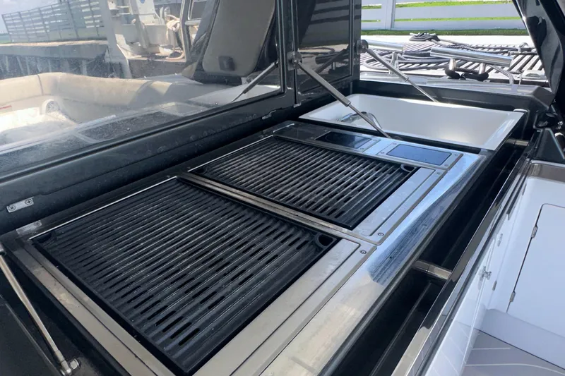 Slide: The Image of Outdoor grill on 2021 Azimut Verve 47 yacht, featuring sleek design and modern amenities. - 31