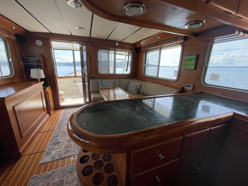 Slide: The Image of Luxurious interior of 2002 Transpacific Marine EAGLE 53 yacht with panoramic windows. - 16