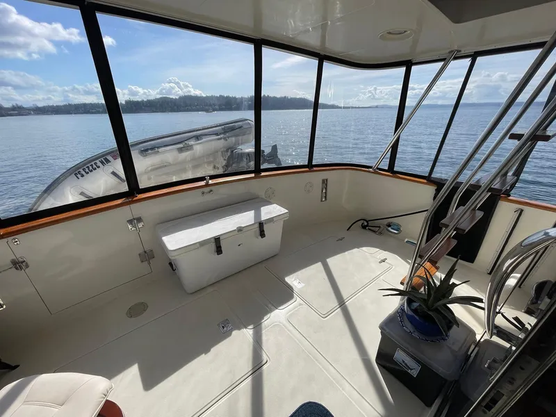 Slide: The Image of Interior view of 2002 Transpacific Marine EAGLE 53 yacht with scenic ocean backdrop. - 17