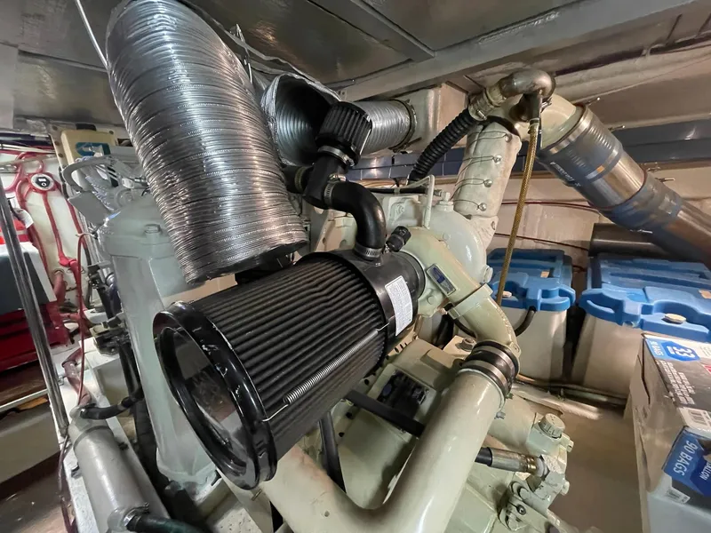 Slide: The Image of Engine room of 2002 Transpacific Marine EAGLE 53 with visible air filters and ductwork. - 4