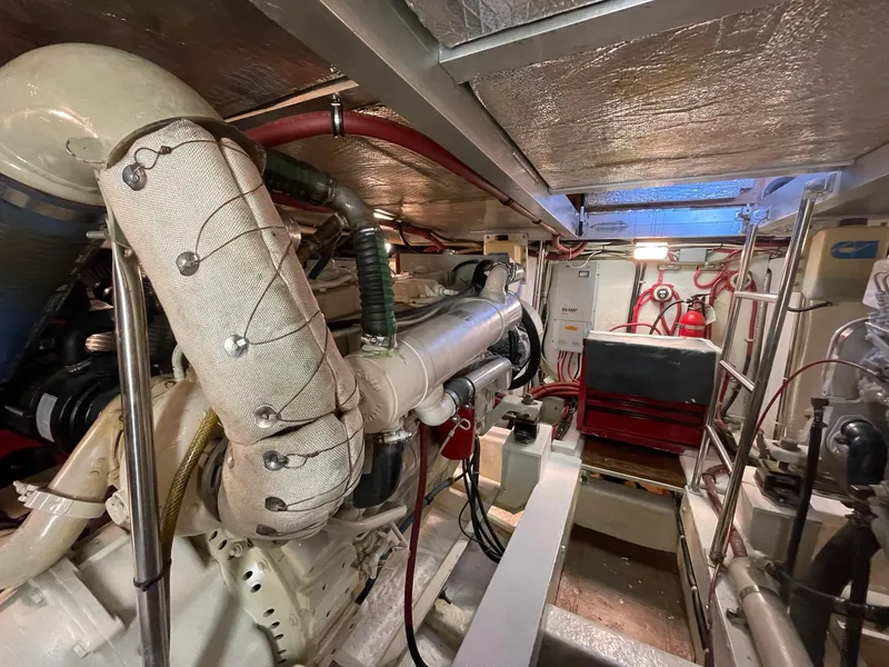 Slide: The Image of Engine room of 2002 Transpacific Marine EAGLE 53 yacht, showcasing machinery and equipment. - 6