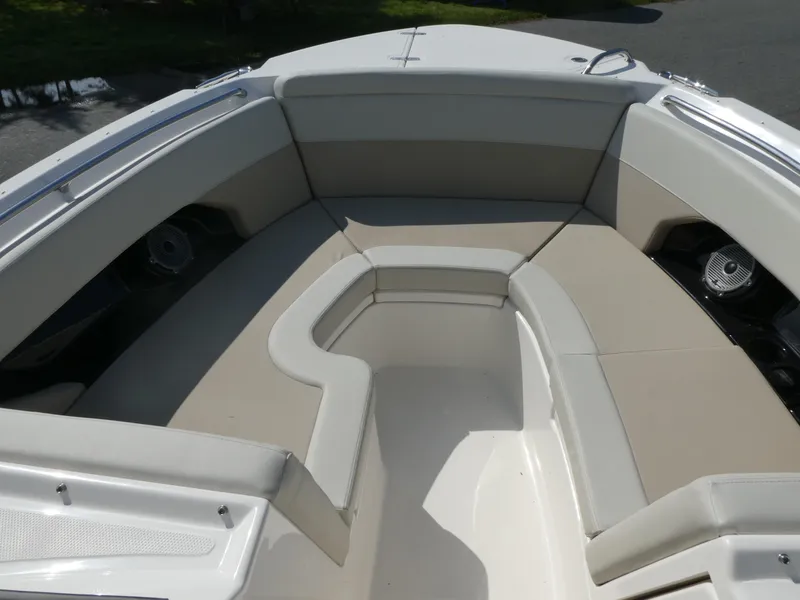 Slide: The Image of 2025 Boston Whaler 240 Vantage boat interior with spacious seating area. - 13