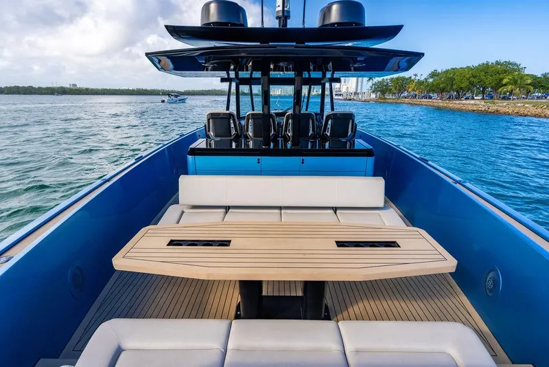 Slide: The Image of 2022 Wajer 55 S luxury yacht with sleek design and spacious seating area. - 16