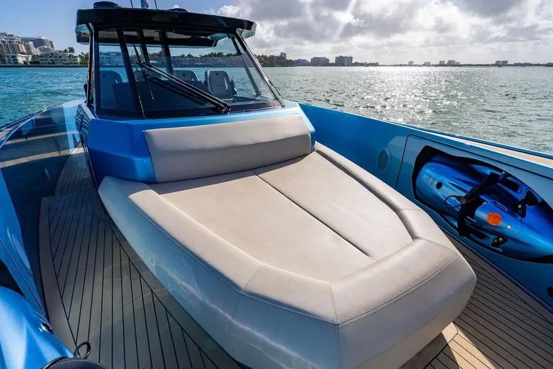 Slide: The Image of 2022 Wajer 55 S yacht with sleek design and luxurious deck on open water. - 24