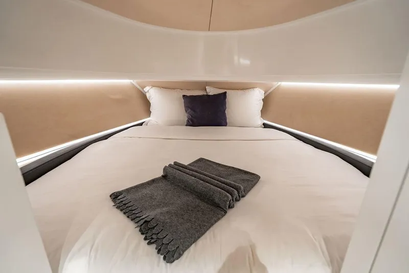 Slide: The Image of Luxurious cabin interior of 2022 Wajer 55 S yacht with cozy bedding. - 32